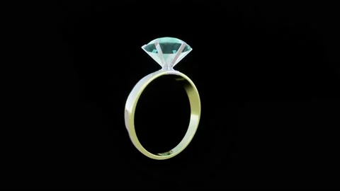 Dazzling Diamond Ring Spinning on Black Background Stock Footage 235397498
