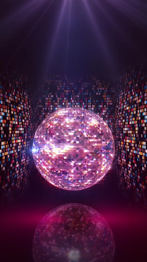 Dazzling disco ball reflects vibrant, lights, party atmosphere disco mirror ball Stock Footage 333905043