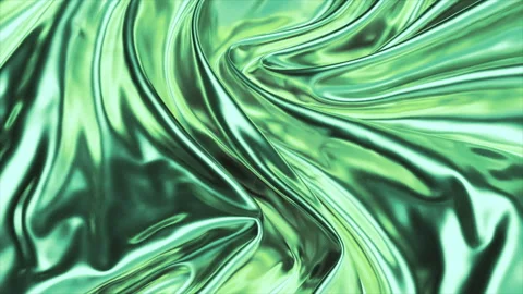 Dazzling emerald green metallic fabric flows with luxurious, wavy textures and c Stock Footage 314932374