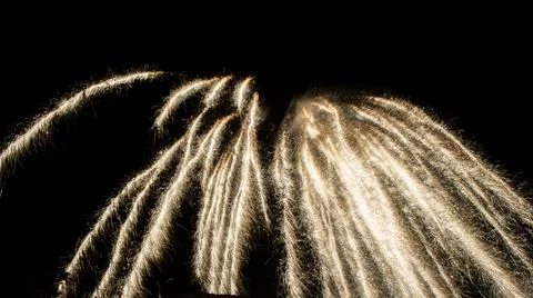 Dazzling firework exploding in the night sky Stockfoto's