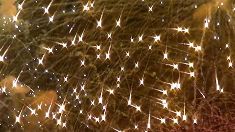 Dazzling Fireworks Light Up the Night Sky in Vibrant Celebration Stock Footage 327014643
