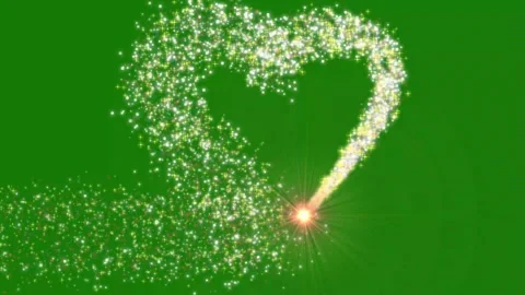 Dazzling Golden Glitter Light Trail with Magic Stars, 4K Loop, Green Background 動画素材 337476938