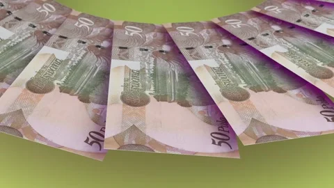 Dazzling Looping Design 50 Pula Curency of Botswana Stock Footage 303702878