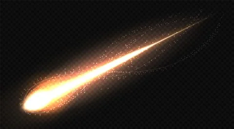 A dazzling meteor dramatically streaks through the night sky adorned with won Stock Illustration