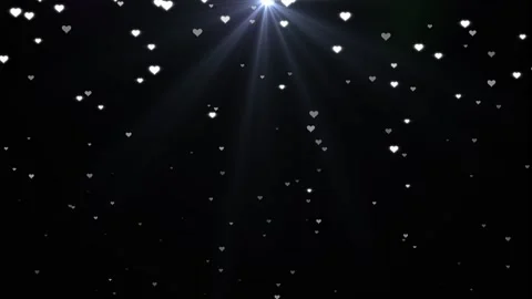 Dazzling White Light Rays with Falling Hearts Background Seamless 4K Loop Vidéo 337128094