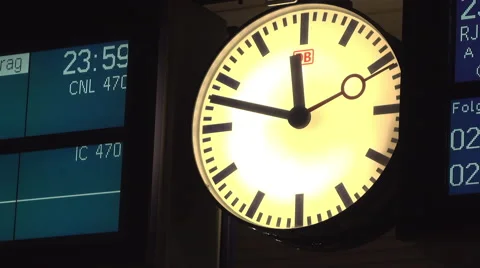 DB clock at railway station in Mannheim Germany 4k Video stock 68925203