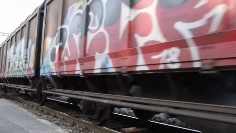 DB freight train in transit at Lugano 02 Stock Footage 105625878