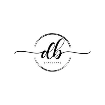 DB Initial handwriting logo with circle template vector Stock Illustration