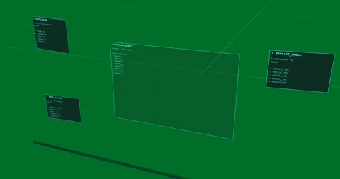 DB_QUERY appearing, EXPLOIT forming, cursor sliding, camera pulling, showing Stock Footage 327338783