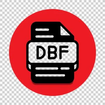 Dbf file type database icon. document files and format extension symbol Illustrazione stock