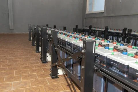 DC battery backup and uninterrupted power supply to the power plant. A large Stock Photos