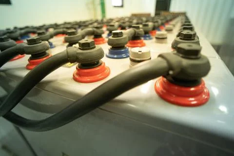 DC battery at an electrical station backup DC system Stock Photos