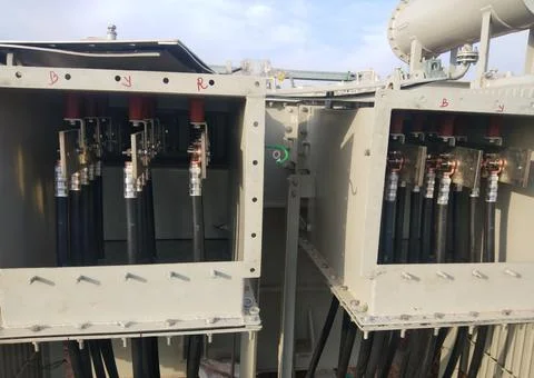DC Cable termination in Inverter duty transformer side Foto stock
