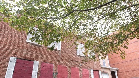 DC Cinder Block House Tilt Stock Footage 114180906