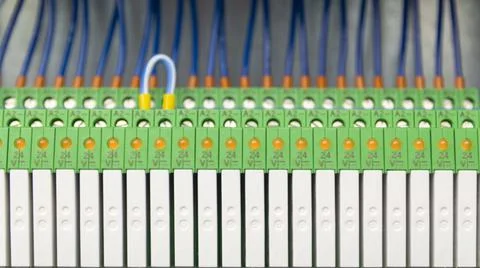 DC control 24 V magnetic relays in control cubicle Stock Photos