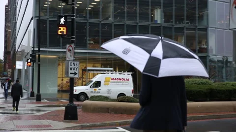 DC Crosswalk in the Rain Stock Footage 58838470