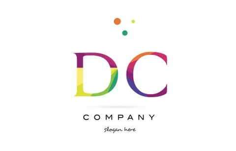 Dc d c  creative rainbow colors alphabet letter logo icon Stock Illustration