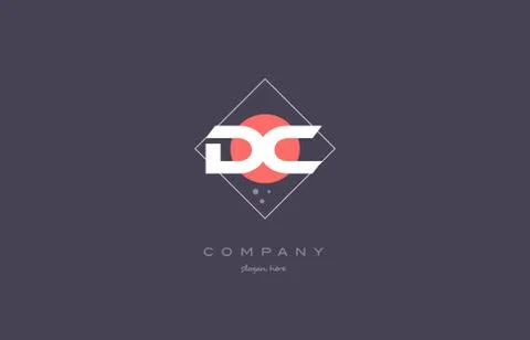 Dc d c  vintage retro pink purple alphabet letter logo icon template Stock Illustration