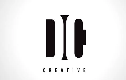 DC D C White Letter Logo Design with Black Square. Stock Illustration