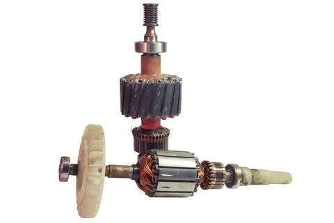 DC engine armature with white plastic impeller and windingless rotor assemb.. Stock Photos