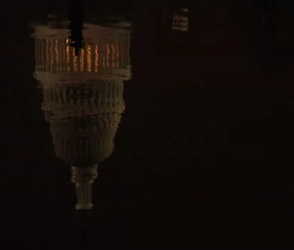 DC - Inverted reflection of US Capitol Building - night Stock Footage 12033209