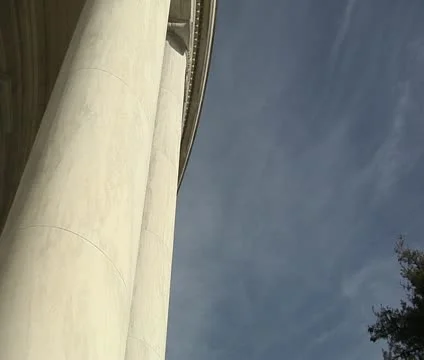 DC - Jefferson Memorial columns cloud time-lapse low angle Stock Footage 12033424