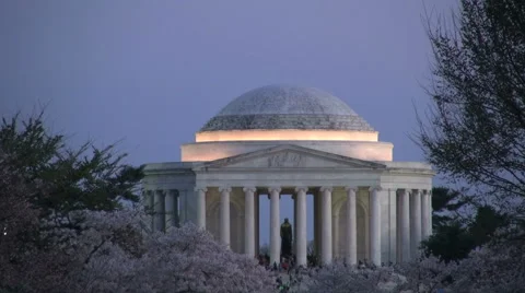 DC Jefferson Monument lit evening Video stock 40625666