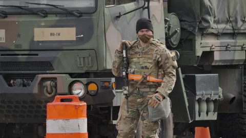 DC Lockdown Inauguration Security National Guard 스톡 동영상 146759192