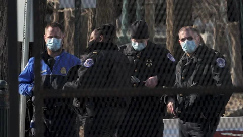 DC Lockdown Security Fence Biden Inauguration 600mm RF Video stock 146757506