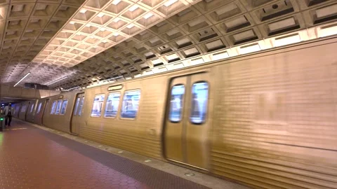 DC Metro train arrives at platform Stock Footage 310595896