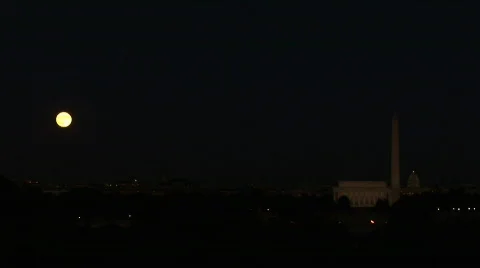 DC monuments, full moon Stock Footage 82136