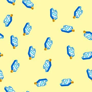 Dc motor electronic component isometric icon seamless pattern Illustrazione stock