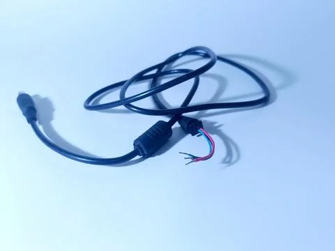 DC Pigtail Cable with Bare Wires for Power Connections Stock Photos