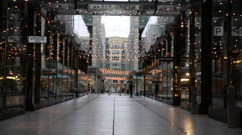 DC Shops in the Rain at Christmas Stock Footage 58857751