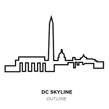 Dc skyline outline on white background, vector illustration Ilustración de archivo