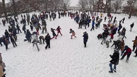 DC Snowball Fight Stock Footage 297119442