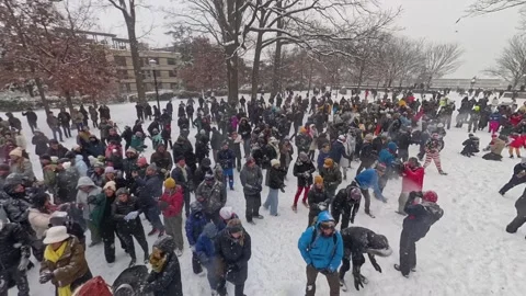 DC Snowball Fight Stock Footage 297119481