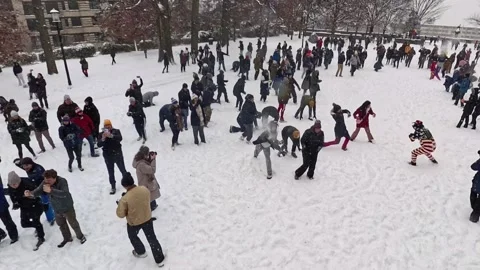 DC Snowball Fight Stock Footage 297119529