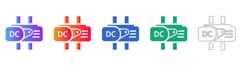DC Technical Control Interface Icons Ilustração Stock