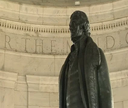 DC - Thomas Jefferson Memorial status, MCU medium closeup Stock Footage 12033404