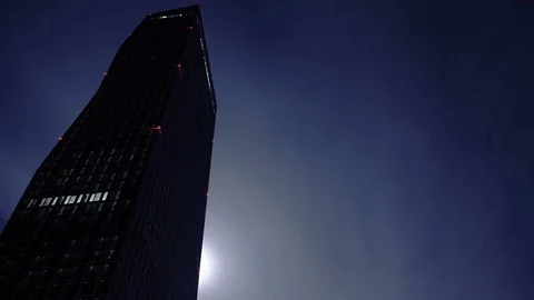 DC TOWER Vienna at night – pan Stock Footage 83021542
