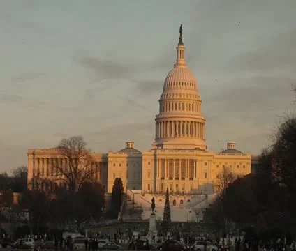 DC - US Capitol Building winter sunset time-lapse Stock Footage 12033493