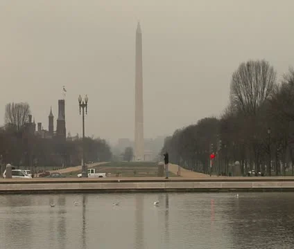 DC - Washington Monument from Capitol in winter Stock Footage 12033274