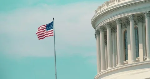 DC Zoom Capitol Building Flag Stock Footage 193676861