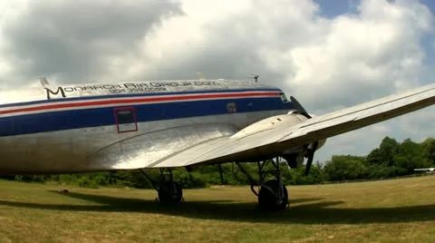 DC3 at airfield Cape Cod; 5 Stock Footage