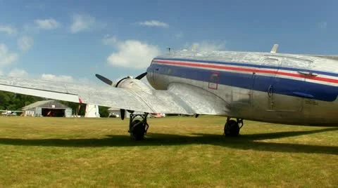 DC3 at airfield Cape Cod; 7 Stock Footage