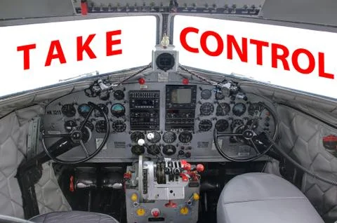 DC3 cockpit interior horizontal Stockfoto's