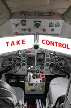DC3 cockpit interior vertical Stockfoto's