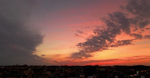 DCI 4K. Sunset over Suburban Houses. Stock Footage 45269002