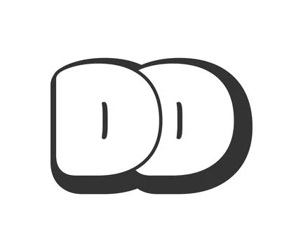 DD logo, bubble comic lettering, rounded in graffiti style black and white .. Illustrazione stock